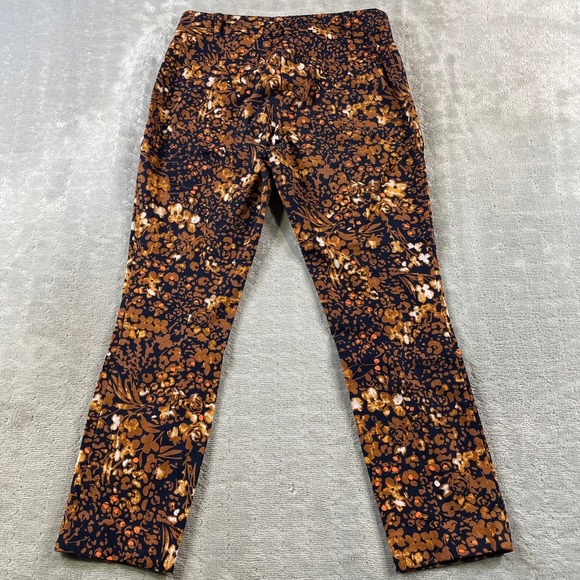Anthropologie Pants‎ The Essential Womens 4 Orange Slim Straight Floral Preppy - Picture 9 of 11